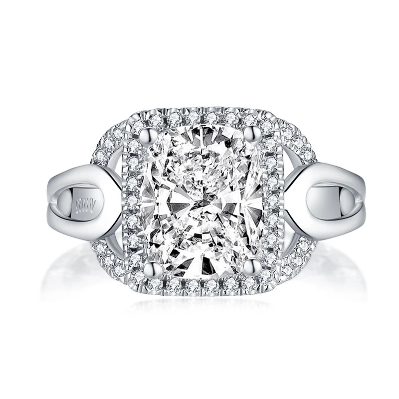 AINUOSHI, 925 пробы, серебро, 3,50 карат огранка кушон, Halo, кольца для помолвки, имитация бриллианта, женские свадебные серебряные кольца, подарки