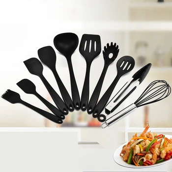 

10 Pieces Non-stick Cookware Spaghetti Server, Soup Ladle, Slotted Turner, Whisk Kitchen Utensils Cooking Set Kitchen Tools