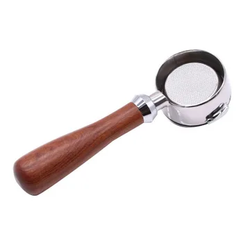 

Best Selling Solid wood coffee machine bottomless 58MM Stainless Steel Coffee Machine Bottomless Filter Holder