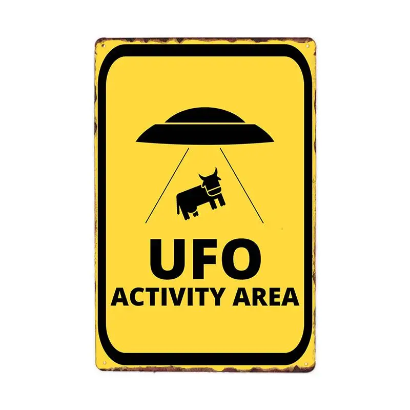 Предупреждение Area 51-металлическая жестяная вывеска НЛО Винтаж стенные бляшки Искусство Плакат Украшение картина Декор покраска металла жестяная вывеска Настенный декор - Цвет: Синий