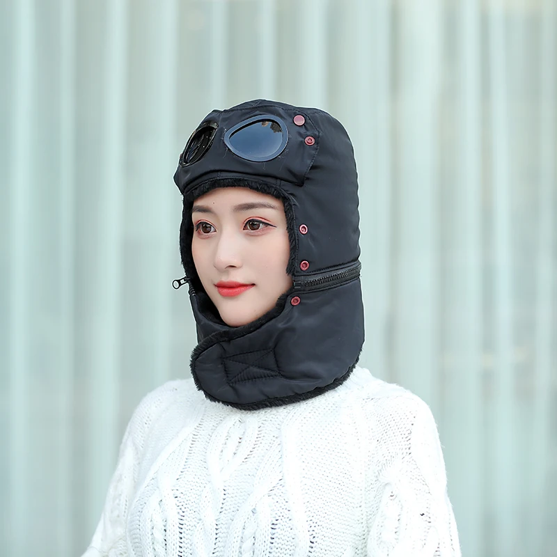 Skullies Beanies Winter werm Hat Scarf For Men Knitted Hat Women Mask Thick Balaclava Earflap Wool Bonnet Male Beanie Hats Cap - 3