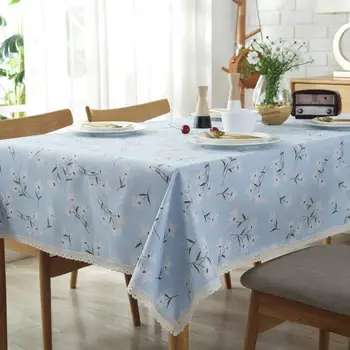 

21 Japanese and Korean small fresh garden tablecloth tablecloth blue small cotton and linen table cloth fabric dust cloth towel