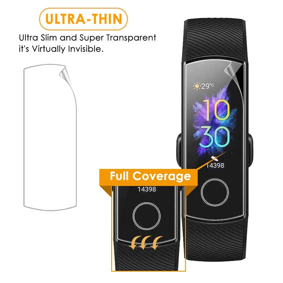 12/6/3 предмета в комплекте мягкая защитная пленка tpu для huawei Honor Band 4 5 Смарт-браслет с полным покрытием Экран протектор, не калёное Стекло