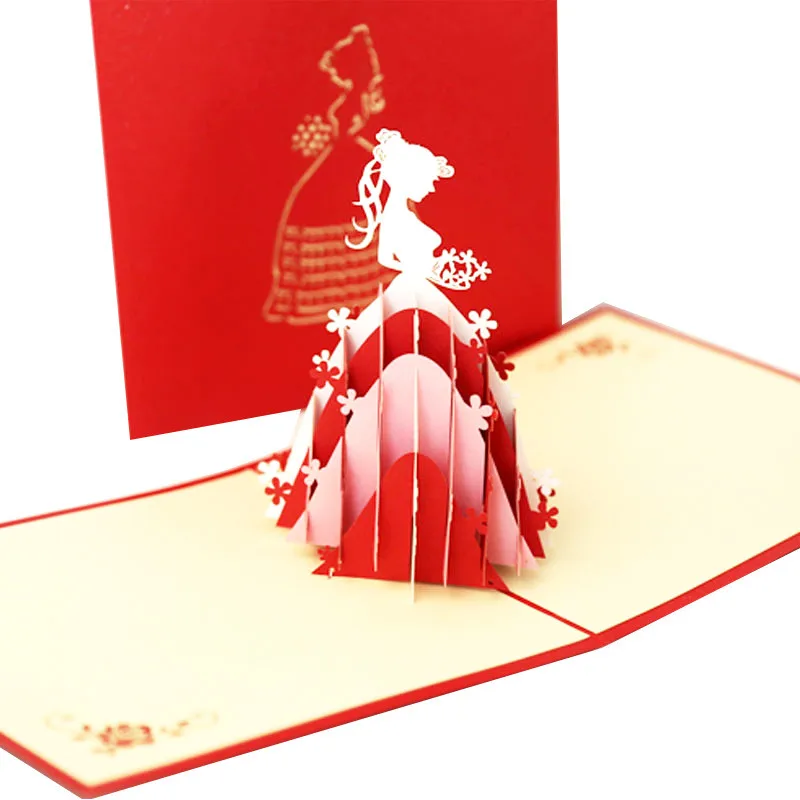 3D Pop UP Cards Valentines Day Gift Postcard with Envelope Stickers Cherry Tree Wedding & Engagement Invitation Greeting Cards images - 6