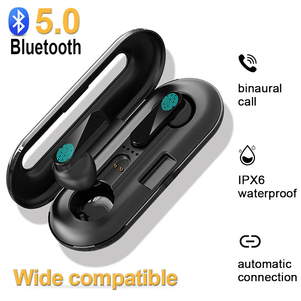 TWS Bluetooth 5 0 Earphones Ultra Slim Wireless Headset Touch Control Auto Connection Stereo Sport Music In ear headphone