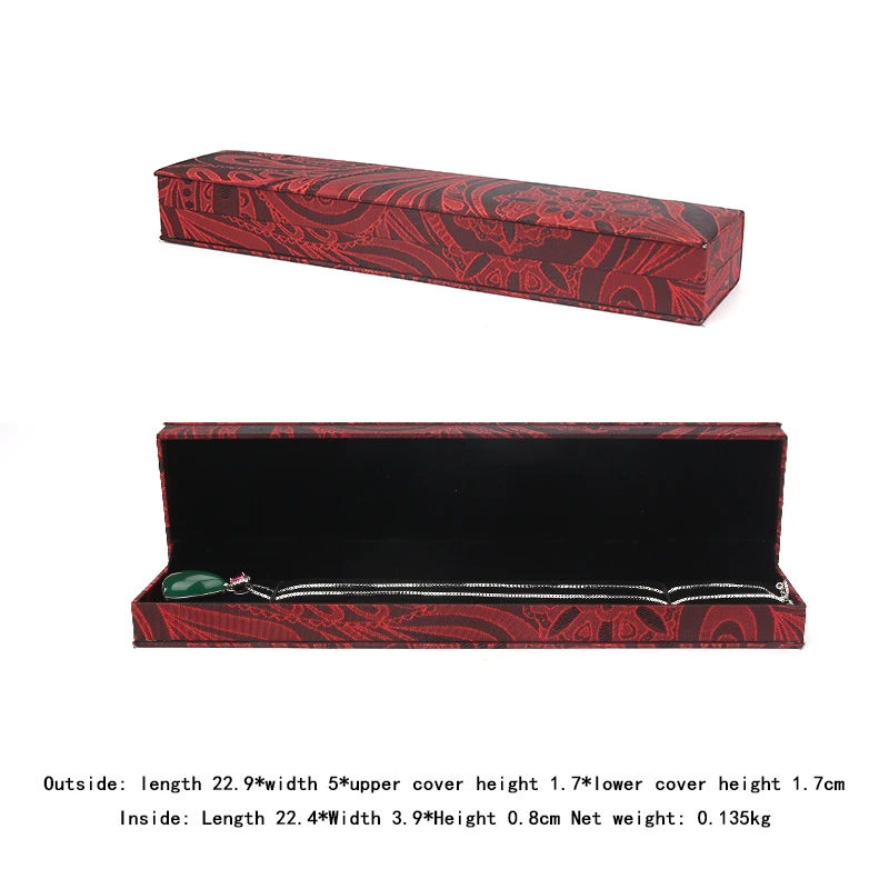 

Red Long Chain Jewelry Display Storage Gift Box For Women Earring Pendent Wedding Ring Bracelet Jewellery Organizer Showcase