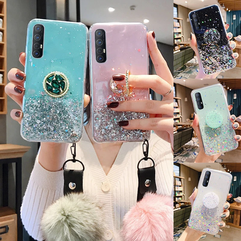 Блестящий блестящий чехол для OPPO Realme X50 5G C2 X2 Pro A5 A9 2020 Reno 3 Ace 2Z A8 A31 A91 кольцевой