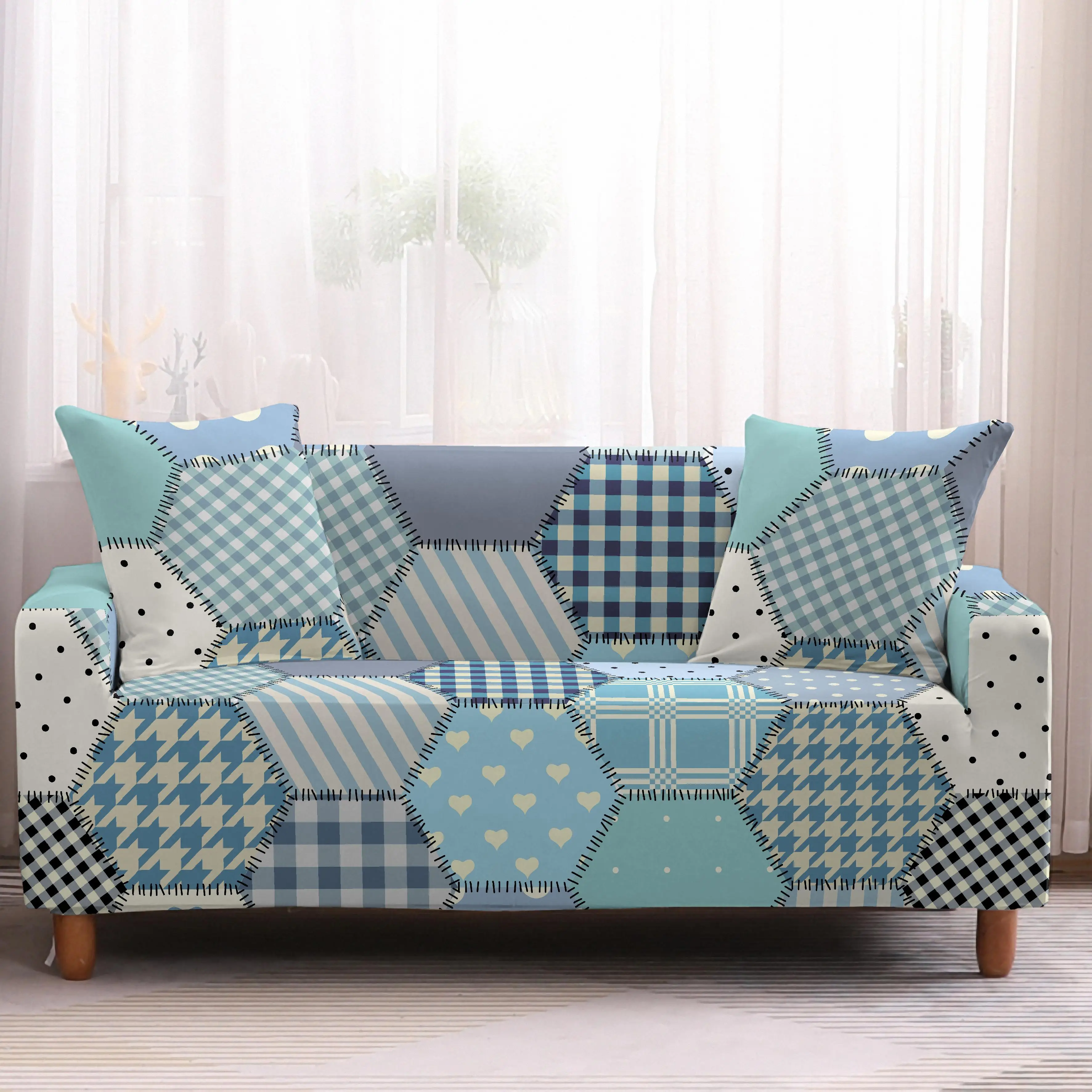 Geometry Elastic Spandex Sofa Cover Tight Wrap All-inclusive Couch Covers for Living Room Sectional Sofa Cover Love Seat