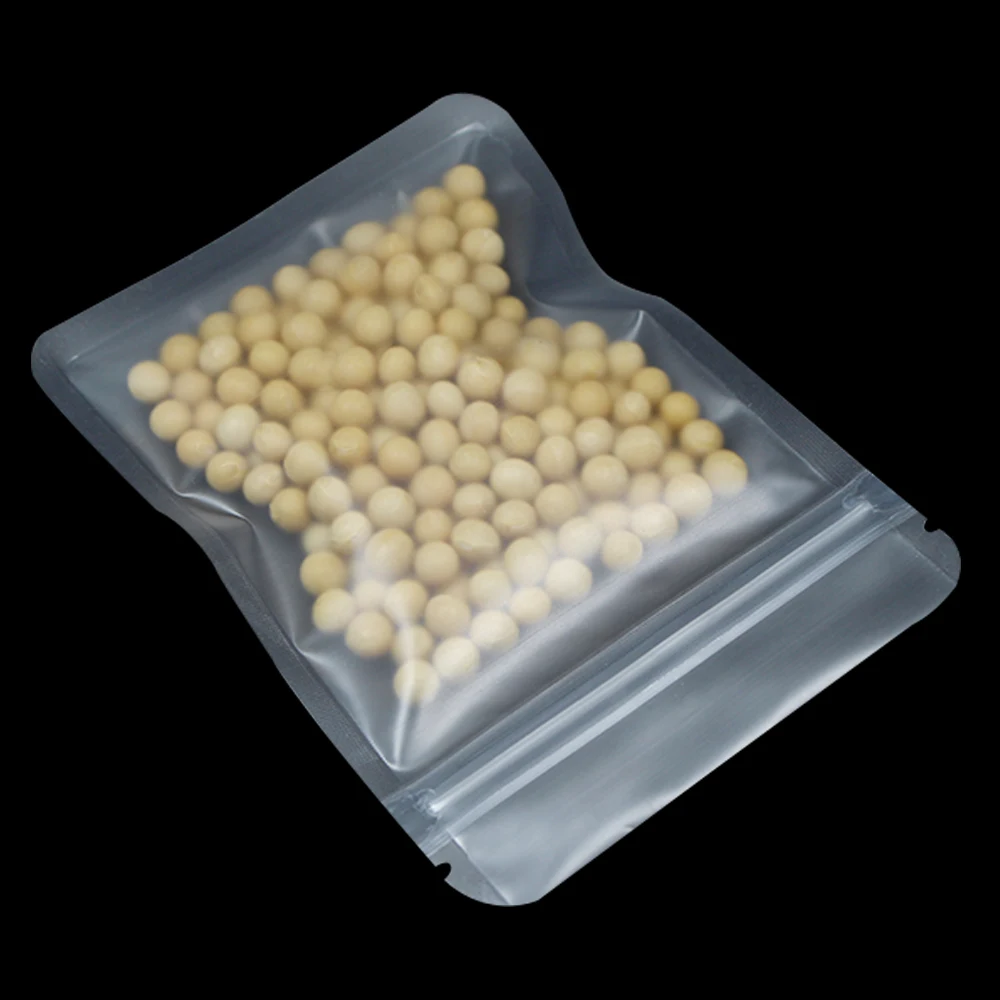 

50Pcs Resealable Matte Clear Grocery Snack Zip Lock Package Bag Frosted Plastic Candy Dried Flower Storage Zipper Packing Pouch