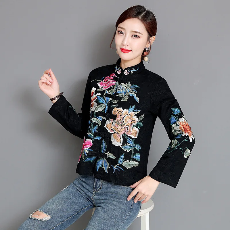 

2019 Autumn And Winter New Style Chinese-style Retro National Wind Large Size Embroidery Coat
