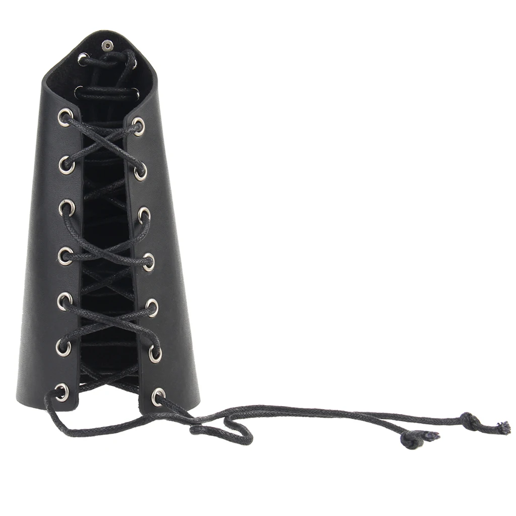 PU Leather Medieval Gauntlets for Men Women Wristband Wide Bracer Arm Armor Cuff Bracelet Lace Up