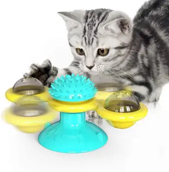 windmill cat toy Turntable Teasing Interactive cat toys interactive with Catnip Cat Scratching Tickle Pet ball toys Cat Supplies