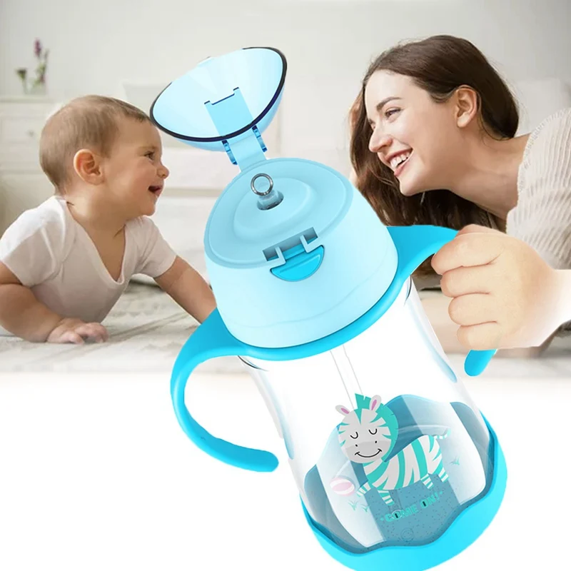 

Милая бутылочка для кормления с соломинкой, пластиковая портативная кормушка для кормления, чашка для питьевой воды для маленьких детей от 3 месяцев до 3 лет, 480 мл