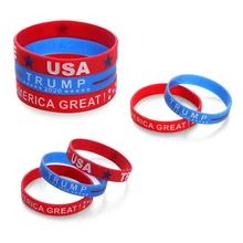 Trump President силиконовые женские жесткие браслеты браслет держать сделать Америку большой синий красный цвет браслет