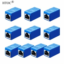HTOC acoplador de red RJ45, 10 piezas, conector para Cable de red Ethernet Cat6/Cat5, hembra a hembra acoplador (azul)