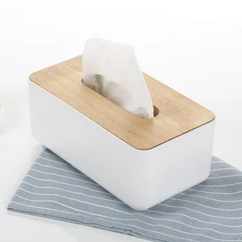 

1 Pcs Home Kitchen Wooden Plastic Tissue Box Solid Wood Napkin Holder Case Simple Stylish Bamboo cover Hotel storage box