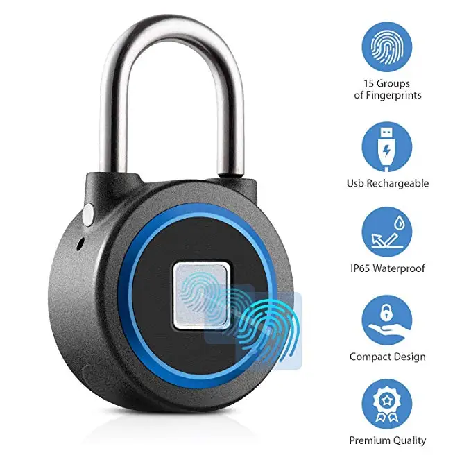 

Waterproof Keyless Portable Smart BT Fingerprint Padlock Anti-Theft Electric Door Lock iOS Android APP control