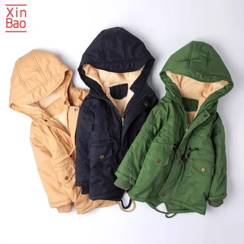 

XINBAO winter Hooded Coat Kids jacket for girls Spring Children Thicken Clothes Windbreaker for Boy Plus Fleece Velvet Outerwear