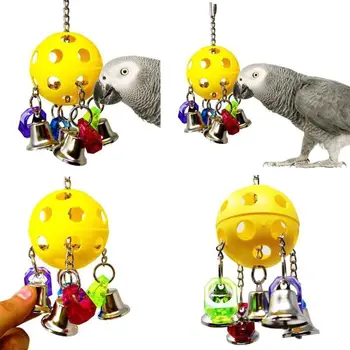 

Bird Parrot Hanging Cage Chewing Bite Toys Climb Bell Swing for African Grey Y5GA
