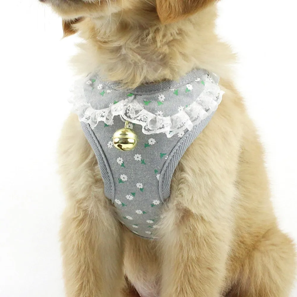 Vest Small Dog Cat Harness Halter Lead Pink Strawberry Bell Design Breathable Mesh Cloth Harnesses For Dogs Pet Puppy Supplies |