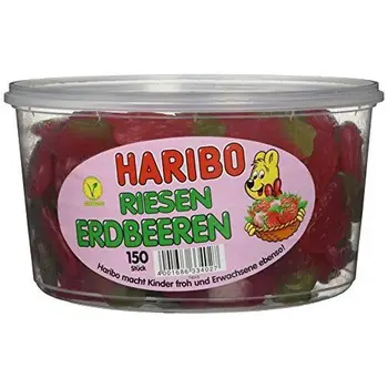 

HARIBO Boite de 150 Bonbons gélifiés aux fruits FRAISES GÉANTES 1,35 Kg
