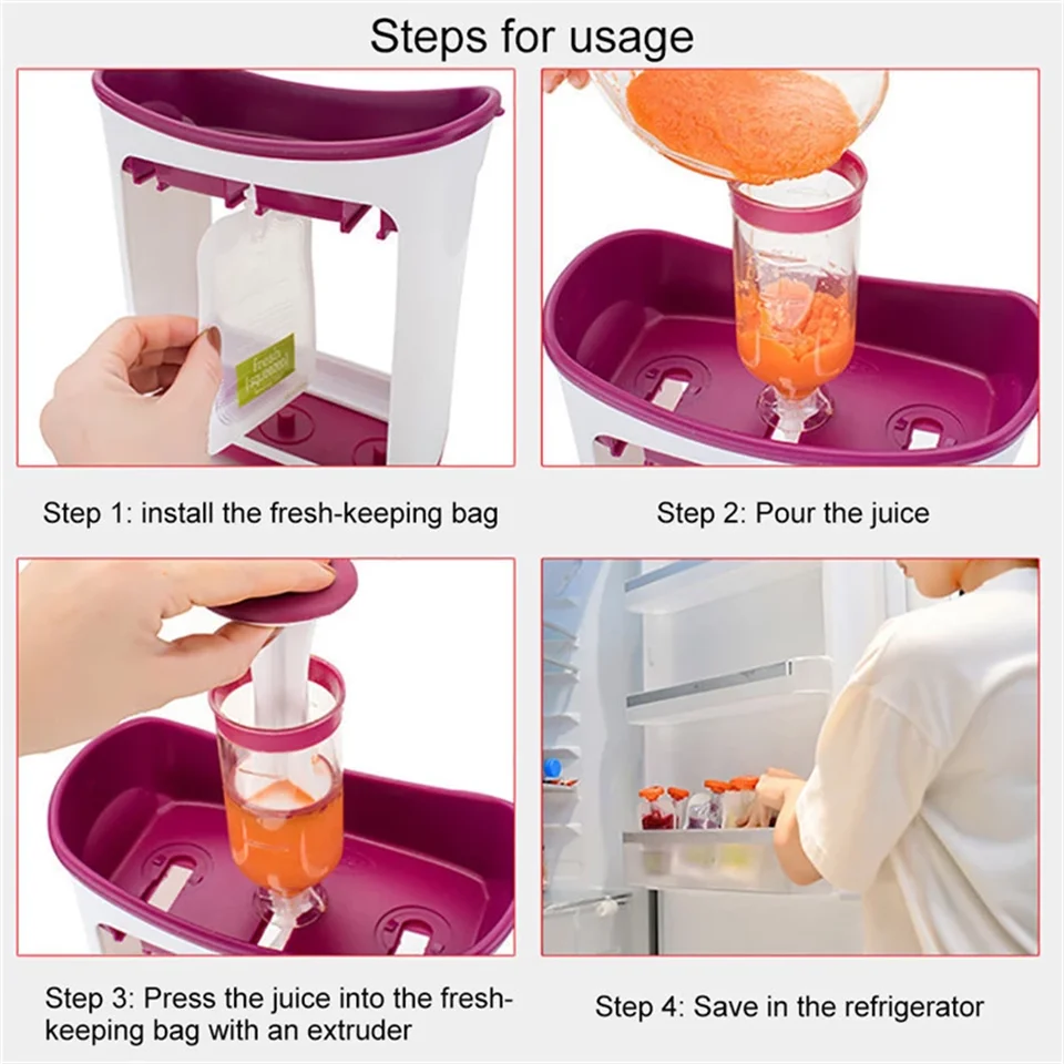 Estação de Suco de Frutas e Malotes Recipientes de Armazenamento de Alimentos para Bebê Fabricante de Alimentos Kit de Alimentação Crianças Espremer Livre Recém-nascidos Conjunto Fad 5 e malotes kit de alimentação recipientes de