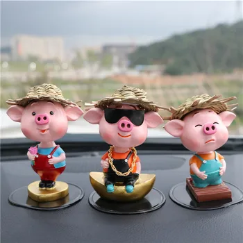 

Creative Cool Pig Car Dashboard Toys Car Interior Accessories Shaking Head Car Ornament Resin Delicate Gift Car Accessories