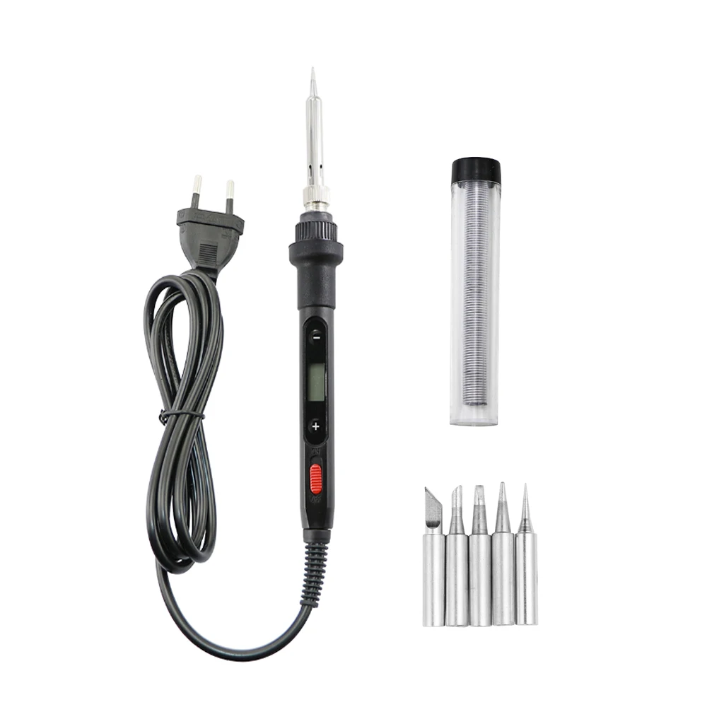 60W/80W Digital Electric Soldering Iron Kit Adjustable Temperature Mini Handle Heat Pencil Welding Tool Ceramic Heater Iron Tips inverter welder Welding Equipment