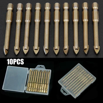 

6mm 10PCS Spear Head Aolly Drill Bit Hex Shank Tungsten Carbide Drilling Tool Set for Glass Tile Mirror Ceramic