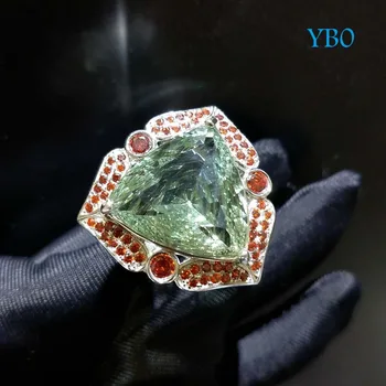 

Y B O , Supper natural green amethyst in 925 sterling silver party jewelry for women and girl