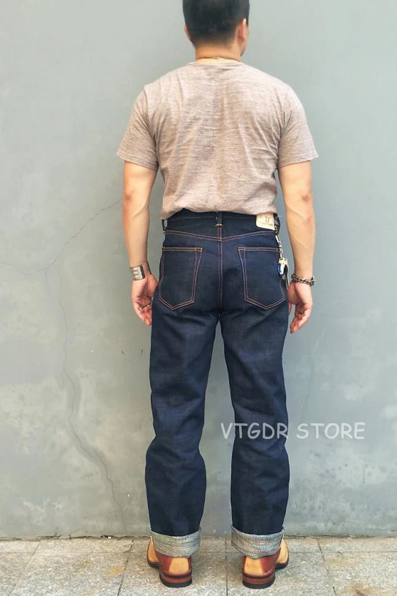 BOB DONG 21oz прямые джинсы для мужчин Selvage деним винтажная модель индиго