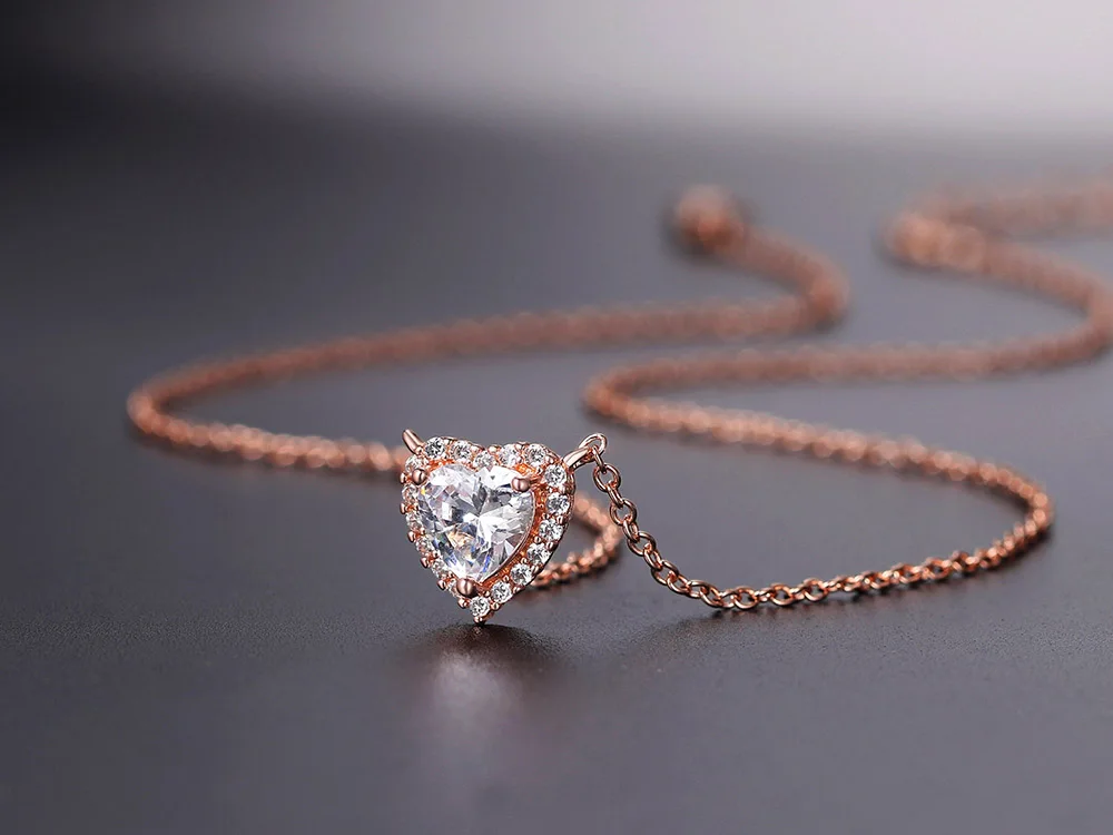 ZHOUYANG Herz Halskette Für Frauen Zirkonia Rose Gold Farbe Neck Anhänger Choker Ketten Schmuck Weibliche Großhandel N317 – Detail 3