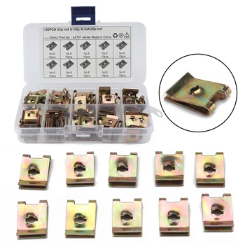 

100PCS Clip Nut Color U-Shaped No. 6-100pcs For Car Interior Panel Nut 65 Manganese Steel Duable