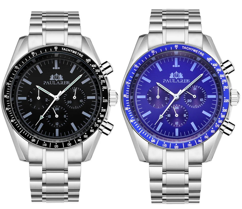 Automatski automatski vjetar mehanički svjetleći nehrđajući čelik plava kava smeđa brzina muškarci_voghion.com