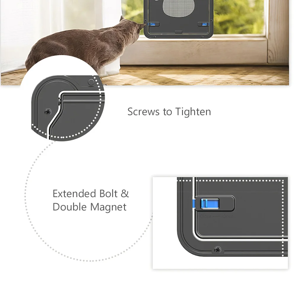 

Hot Dog Footprint Pattern Pet Screen Door Lockable ABS Plastic Cat Security Flap Door Animal Dog-Tunnel Flap Puppy Dog Cat Gate