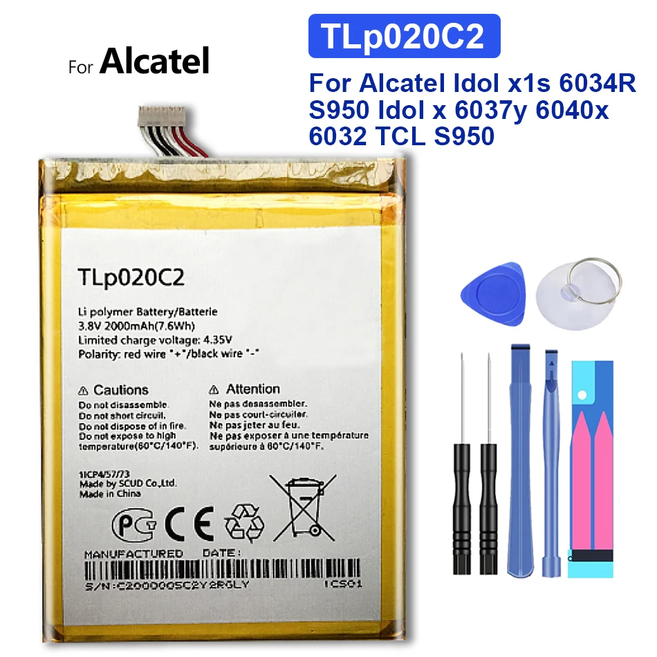 Сменный аккумулятор для Alcatel Idol x1s 6034R S950 x 6037y 6040x6032 TCL 2000 мАч TLp020C2 с трековым кодом |