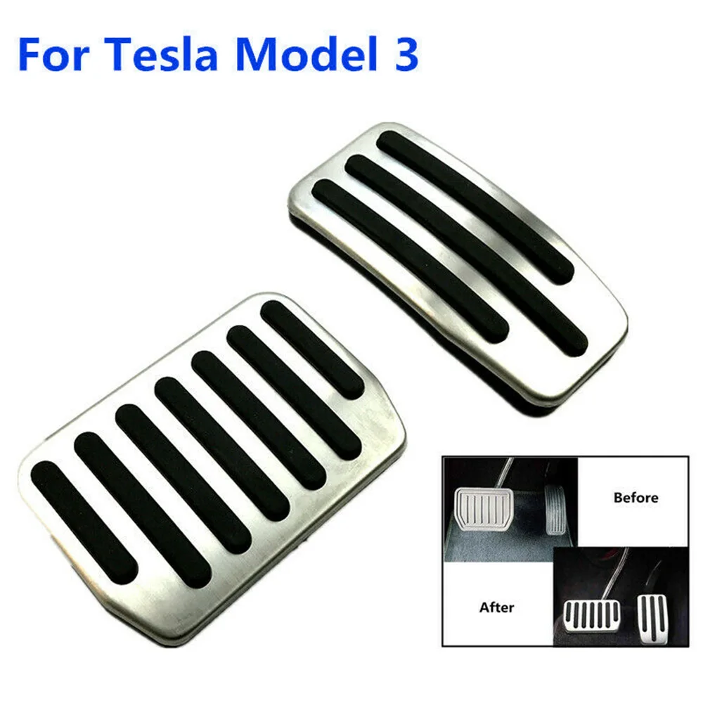 2 шт. Автомобильный интерьер дроссельной заслонки тормоза Педали Алюминиевые Резиновые Нескользящие для Tesla модель 3 педаль акселератора легко установить