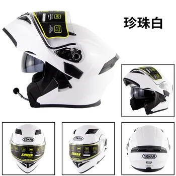 

SOMAN Motorcycle Helmet Bluetooth Flip up Modular Helmet K5 Motocicleta Kask Casco Moto Motor Bike Helmet With Bluetooth