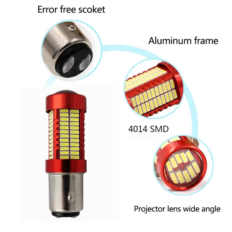 2 шт. супер яркий белый BAY15D Ba15s 1156 1157 S25 106smd 4014 светодиодный P21W 30 Вт светодиодный SMD обратный светодиодный светильник тормоза светильник