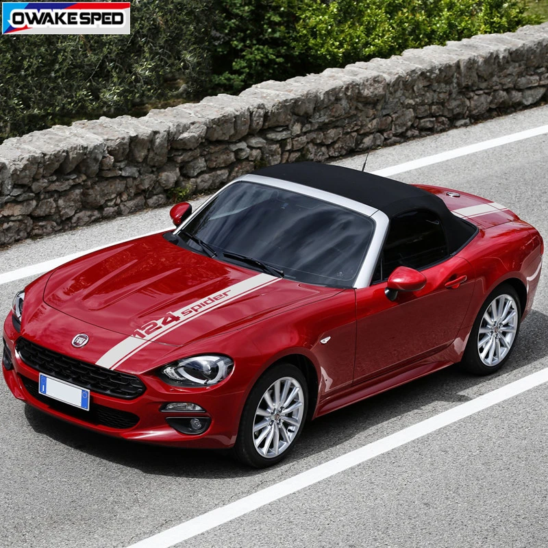 Car Hood Bonnet Sticker For-Fiat 124 Spider Racing Sport Stripes Auto Engine Cover Tail Bumper Decor Vinyl Decals Accessories (5)