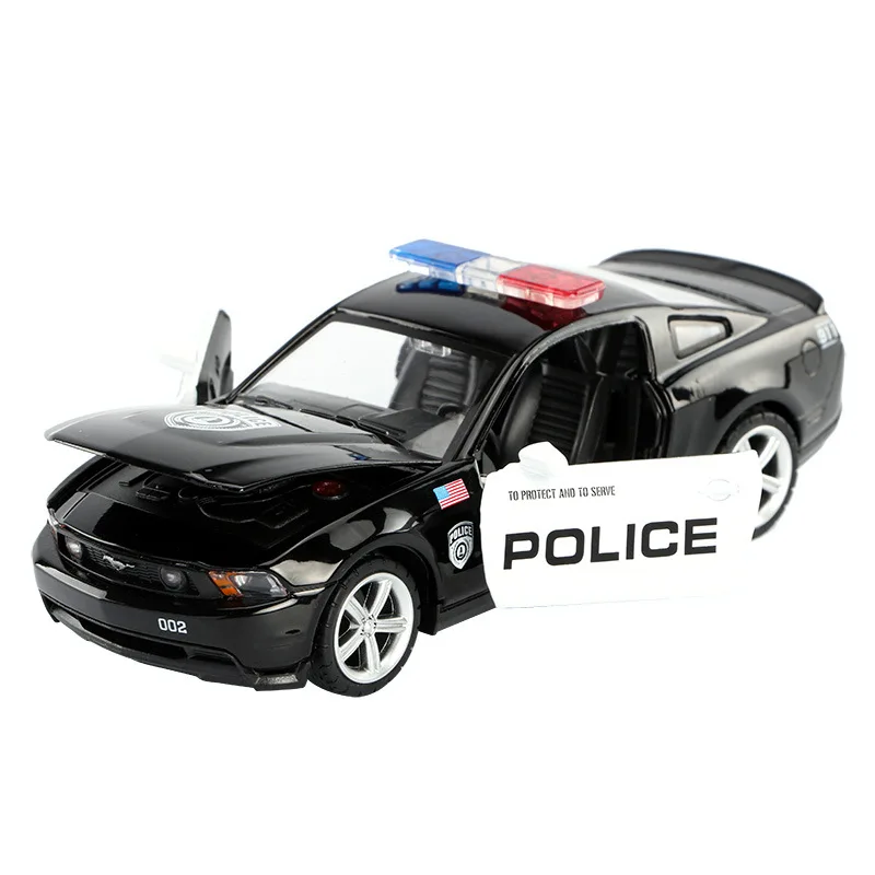 Качество 1:32 Mustang GT Модель из сплава полиции, имитация литья под давлением звук и светильник, игрушка в подарок