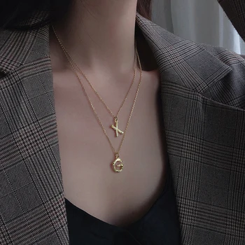 

925 Sterling Silver Round Initia Letter Alphabet Necklace Female Punk Custom Statement Design Chain Girls Vintage Couple