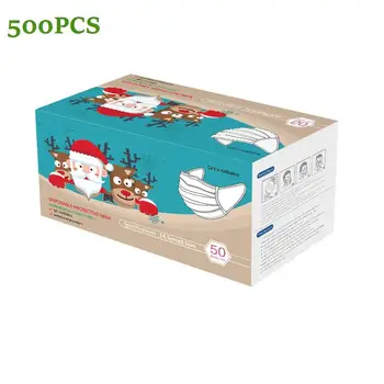 

500PCS Adult Children Disposable Face Mask Wholesale 3Ply Fashion Christmas Deer Belt Print Clothing Cartoon Masks Mascarilla