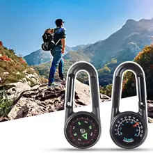 Мини 3 в 1 карабин с компасом термометр кольцо для ключей для улицы Пешие прогулки застежка пряжка крюк брелок кольцо компас термометр Карабин