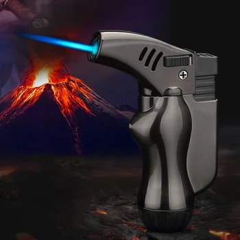 

Metal Lighters Small Spray Gun Gas Lighter Windproof Cigar Butane Lighter Welding Torch Lighter Camping BBQ 1300 C Blue Flame
