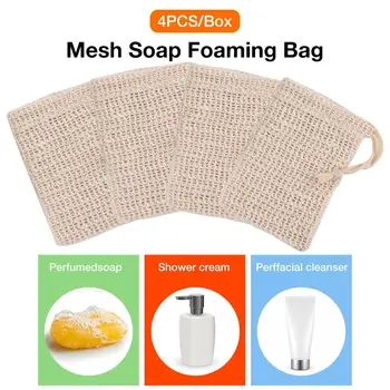 

4Pcs Soap Bag Mesh Double-layer Soap Net Exfoliator Sponge Foaming Net Easy Bubble Mesh Bag Bathroom Cleaning Tool