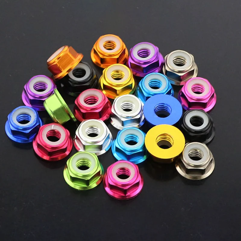 Нейлоновая гайка с фланцем из анодированного алюминия M2 M3 M4 M5 M6