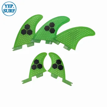 

Surfboard FCS2 G5+GL fins Green color Honeycomb Fibreglass fin Tri-quad fin set