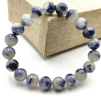 

9mm Top Natural Blue Dumortierite Quartz Rutilated Crystal Bracelet Women Men Gemstone Round Beads Rare Reiki Stone AAAA