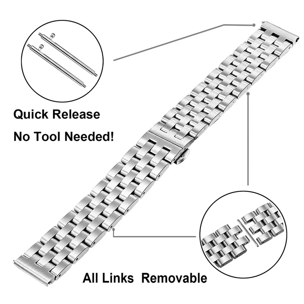 High-End Strap For Xiaomi Mi Watch Color Band 22mm Butterfly Buckle Watchbands Five Beads Stainless Steel Metal Bracelet